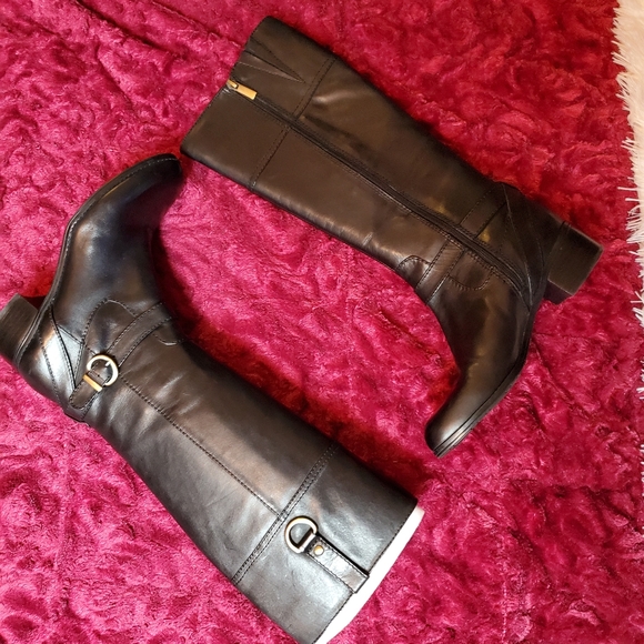 BANDOLINO "BDCARMINE" BLACK LEATHER KNEE BOOTS - Picture 8 of 14